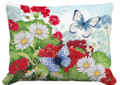 Butterflies Amongst Geraniums and Daisies Indoor Outdoor Pillow | MCNT2603