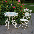 Three Piece Floral Mosaic Bistro Set in Antique White | ZLIZR250001-2-AWS