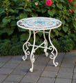 Three Piece Floral Mosaic Bistro Set in Antique White