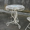 Three Piece Floral Mosaic Wire-Frame Bistro Set in Antique White