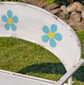 Antique Inspired White Iron Garden Bench with Blue Flower Accents | ZLIZR030007-AW