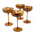 Set of 4 Handblown Tortoise Print Coupe Glasses Glasses | TC55762