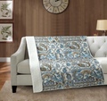 Blue Jaipur Floral Paisley Quilted Throw Blanket | DUKDQT25164