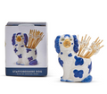 Hand Painted Blue and White Staffordshire Dog with 20 Appetizer Picks | TC54019