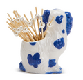 Hand Painted Blue and White Staffordshire Dog with 20 Appetizer Picks | TC54019
