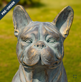  Set of 2 French Bulldog Statues in Grey-Bronze | ZR136030-GBS
