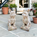 Set of 2 French Bulldog Statues in Creamy Terracotta | ZLIZRZR136030-GTS