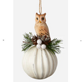 Hand Carved Wooden Owl on Glass Ornament | OHDNF0697 - Owl