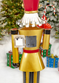 65.35" Tall Standing Iron Nutcracker in Gold with Candy Cane & LED Lights | ZLIZR220429
