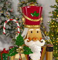 65.35" Tall Standing Iron Nutcracker in Gold with Candy Cane & LED Lights | ZLIZR220429