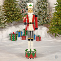 65" Tall Standing Iron Nutcracker with Candy Cane & Lights | ZLIZR220430