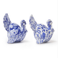 Pair of Blue and White Chinoiserie Tabletop Turkeys | TC82825