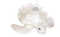 Blown Glass White Sea Turtle Ornament with Glass Pearls | GIIXORN80247