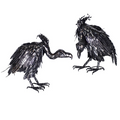 Set of 2 Assorted Galvanized Iron Vulture Figurines | ZLIZR196540-SET