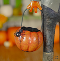 56.5" Tall Jack-O-Lantern Gentleman with Basket of Spiders | ZLIZR196174
