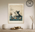 Martha Stewart Bedford | Farm Companion Portrait: Black and White Dogs | Framed Country Farmhouse Wall Art | WWDMS00036b