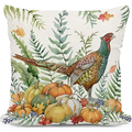 Fall Pumpkins and Pheasant Indoor Outdoor Pillow | MCSW2628