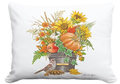 Fall Bucket Bouquet with Bird Indoor Outdoor Pillow | MCMLT2612