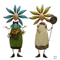 Set of 2 Assorted Whimsical Metal Flower Couple Garden Figurines (ZLISK716320-30-SET