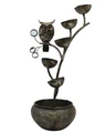 35.5" Tall Metal Owl on Branch Cascading Bowl Fountain | ZLISK761680)