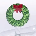 Set of 2 Hand Blown Jumbo Stemless Wine Glasses with Holiday Wreaths | TC82895