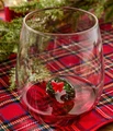 Set of 2 Hand Blown Jumbo Stemless Wine Glasses with Holiday Wreaths | TC82895