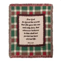 Holiday Plaid Inspirational Tapestry Throw Blanket John 3:16 | MWWATHOLV