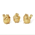 Set of 3 Gold Bird Decor Includes 3 Styles: See No Evil, Speak No Evil, Hear No Evil Decor | TC54958