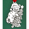 Handmade Boxed Happy Cat on a Tree Pewter Ornament | BSPCO-637