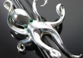 Sterling Silver Octopus Adjustable Ring with Emerald Eyes | Nature Jewelry | ASJBRR1055