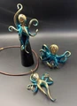 Large Bue Octopus Bronze Pendant Necklace with Garnet Eyes | Nature Jewelry | ASJBRS1023-B