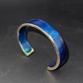 Bronze Flat Wave Cuff Bracelet with Blue Patina | Nature Jewelry | ASJBRB1001-B