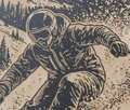 Engraved Birch Wood Panel of Skier in the Mountains | BEN5514-SKIER