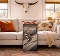 Engraved Birch Wood Panel of Skier in the Mountains