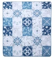 Harmony Blue and White Floral Quilted Throw Blanket | DUKDQT25269Harmony Blue and White Floral Quilted Throw Blanket | DUKDQT25269