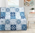 Harmony Blue and White Floral Quilted Throw Blanket | DUKDQT25269