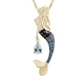 14K Gold Blue Sapphire Mermaid Droplet Pendant | Nature Jewelry | HTSSMP-36080