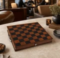 Pewter Antler Handle Chess Set Board with Storage | VHCB928CL