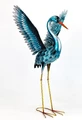 Set of 2 Stylized Metallic Blue-Green Crane Garden Figurines | ZLIZR217098-SET