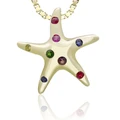 14K Yellow Gold Starfish and Sapphire Pendant | Nature Jewelry | HTSFP-36084/MS
