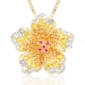 Yellow Hibiscus Flower Pendant | Nature Jewelry | HTFHP-35710/YG