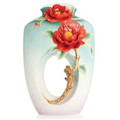 Red Camellia Flower Porcelain Vase | FZ02677 | Franz Porcelain Collection -2