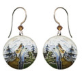 Wolf  With Moon Bamboo Cloisonne Wire Earrings | Bamboo Jewelry | BJ0071e
