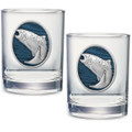 Trout Swimming Double Old Fashioned Glass Set of 2 | Heritage Pewter | HPIDOF242EB