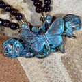 Butterfly on Roses Verdigris Brass Pendant Necklace | Elaine Coyne Jewelry | ZGP208N
