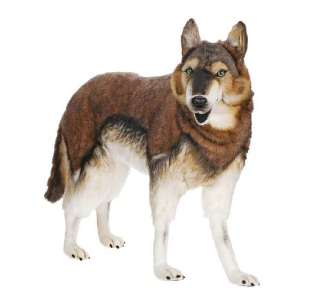 Hansa Toys 5046 Life Size Husky Dog - Black and Beige