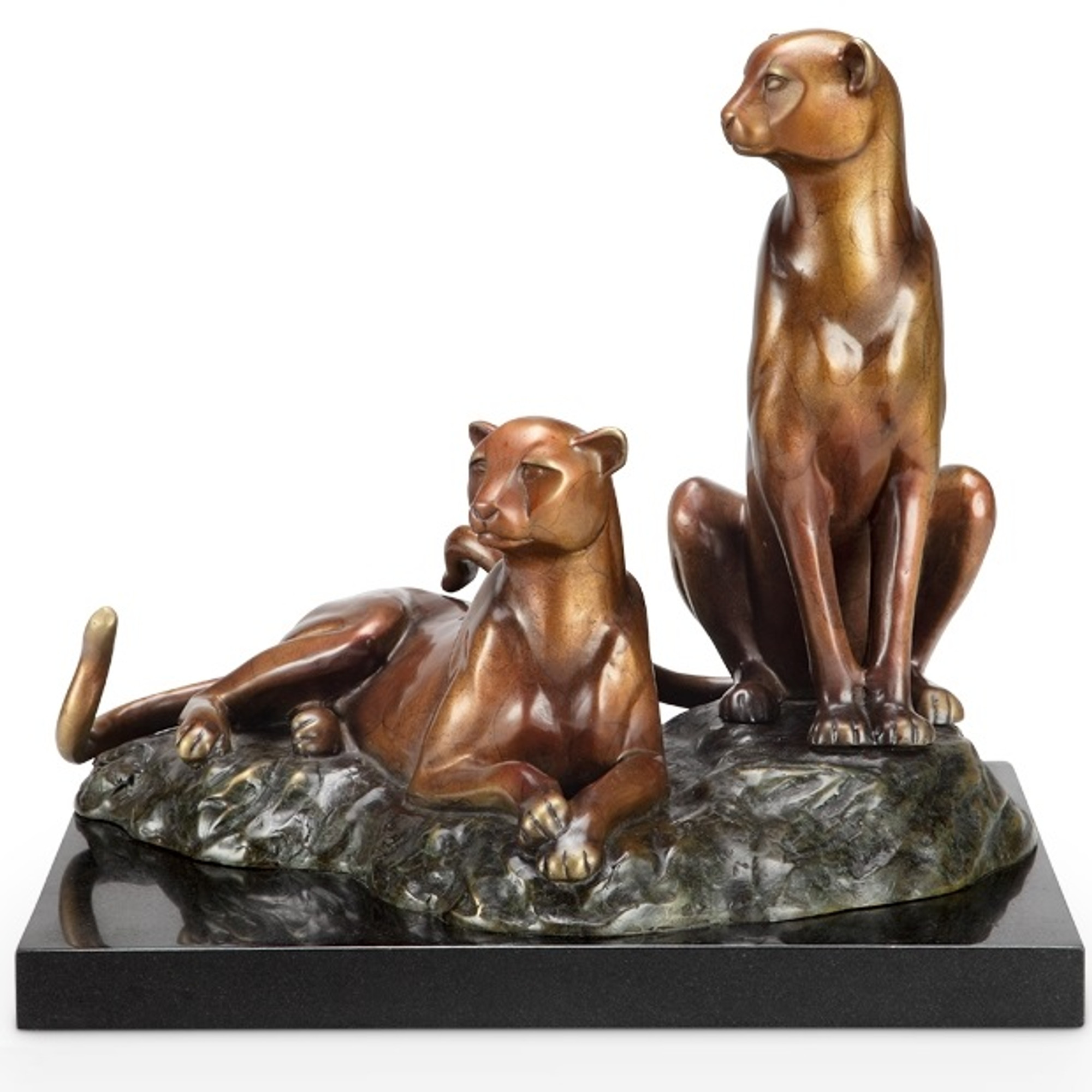 Cheetah Brass and Marble Sculpture Alert | 80338