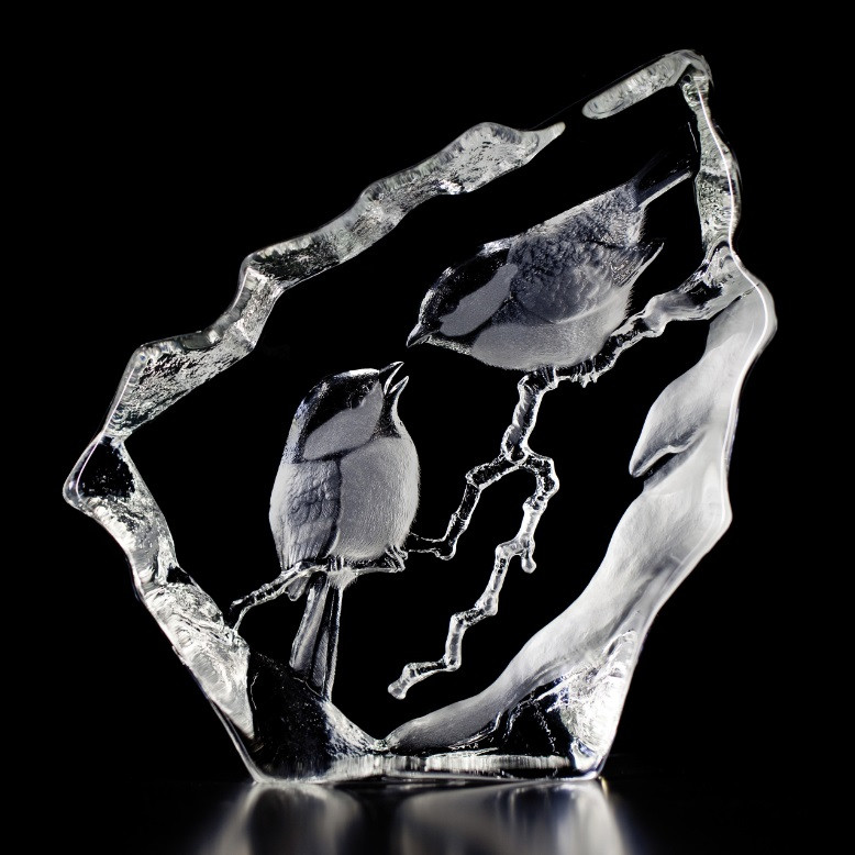 Chickadee Crystal Sculpture | 33592 | Mats Jonasson Maleras