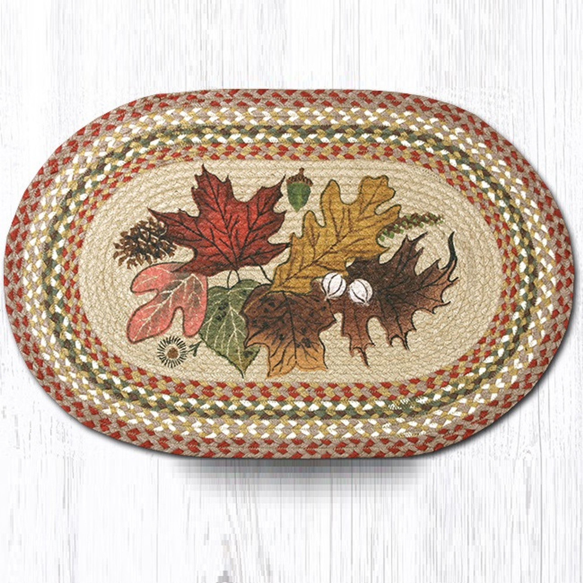 Autumn Leaves Oval Braided Rug, Capitol Earth Rugs