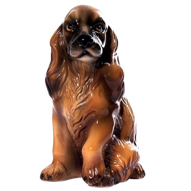 Brown Cocker Spaniel Ceramic Dog Sculpture | Intrada Italy Brown